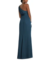 Dessy Collection Women's One-Shoulder Draped Twist Empire Waist Trumpet Gown