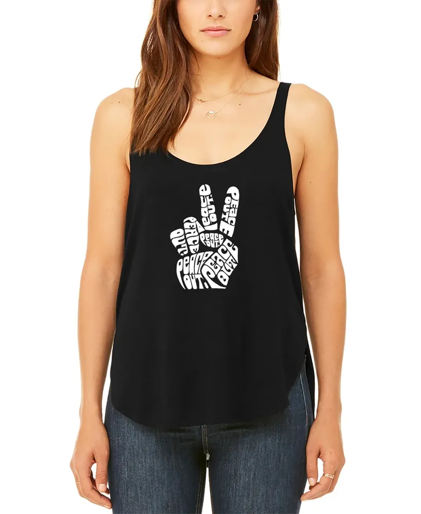 Women's Premium Word Art Flowy Peace Out Tank Top