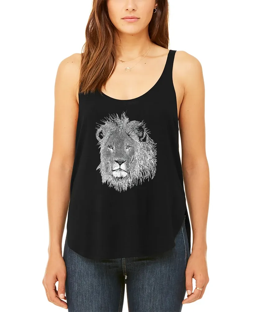 Women's Premium Word Art Flowy Lion Tank Top