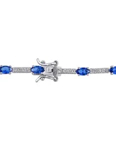 Lab-Grown Blue Sapphire (5-5/8 ct. t.w.) & Lab-Grown White Sapphire (1-1/8 ct. t.w.) Link Bracelet in Sterling Silver