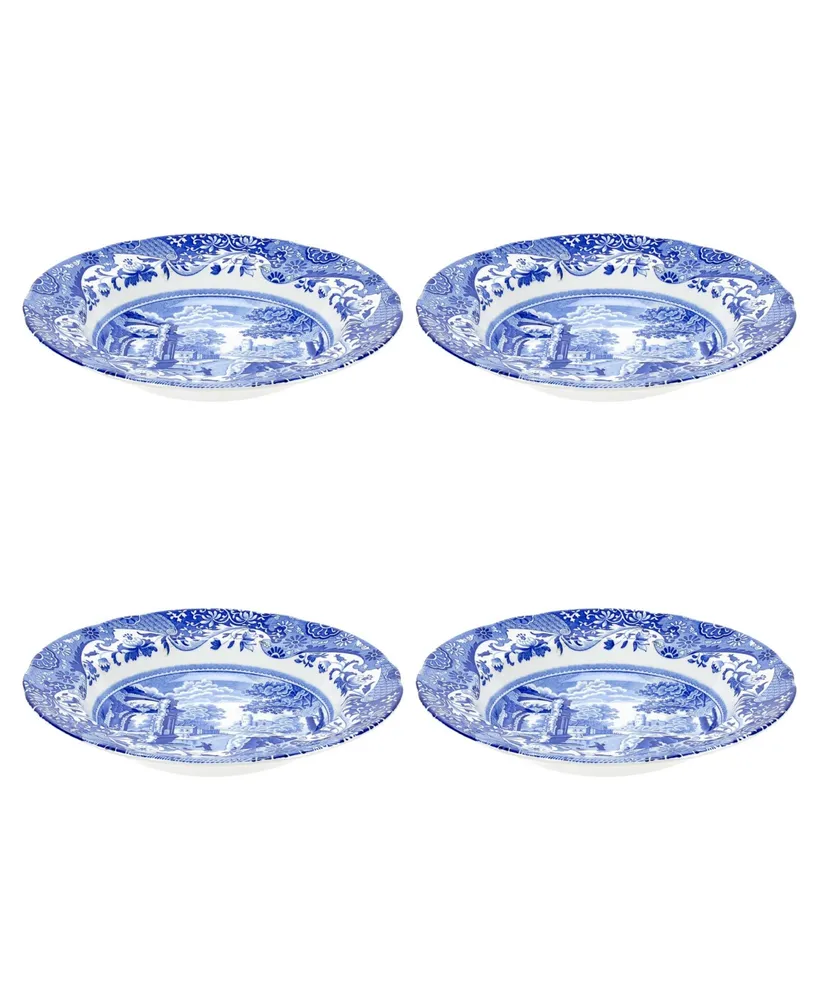 Spode Blue Italian Rim Soup Bowl Set/4