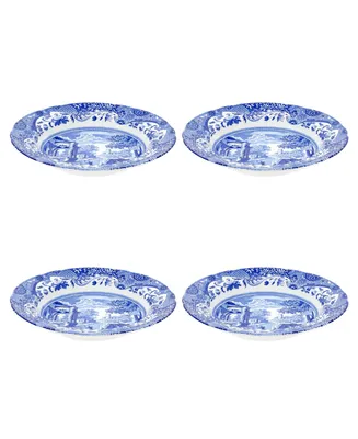 Spode Blue Italian Rim Soup Bowls, Set of 4