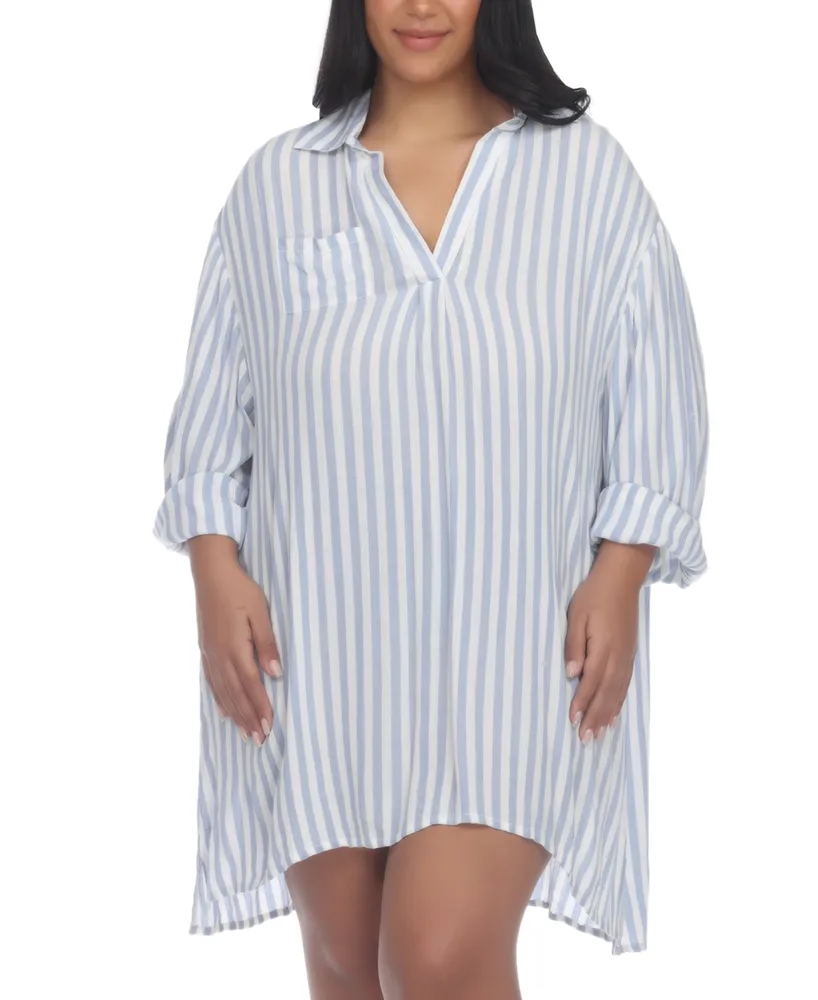 Raviya Plus Striped Tunic Shirt Cover-Up