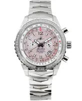 Abingdon Co. Women's Jackie Chronograph Multifunctional Silver-Tone Stainless Steel Bracelet Watch 41-1/2mm