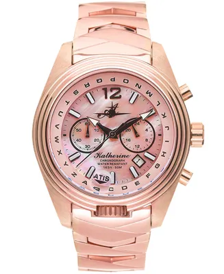 Abingdon Co. Women's Katherine Chronograph Multifunctional Rose Gold-Tone Stainless Steel Bracelet Watch, 40mm - First Class Rose Gold