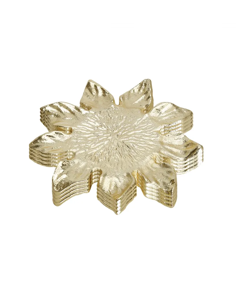 Flower Shaped Coaster, Set of 4 - Gold