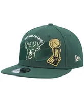 Men's New Era Hunter Green Milwaukee Bucks 2021 Nba Finals Champions Tear On The Court 9Fifty Snapback Hat