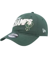 Men's New Era Hunter Green Milwaukee Bucks 2021 Nba Finals Champions Block On The Court 9Twenty Adjustable Hat