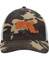 Men's Local Crowns Camo Massachusetts Icon Woodland State Patch Trucker Snapback Hat