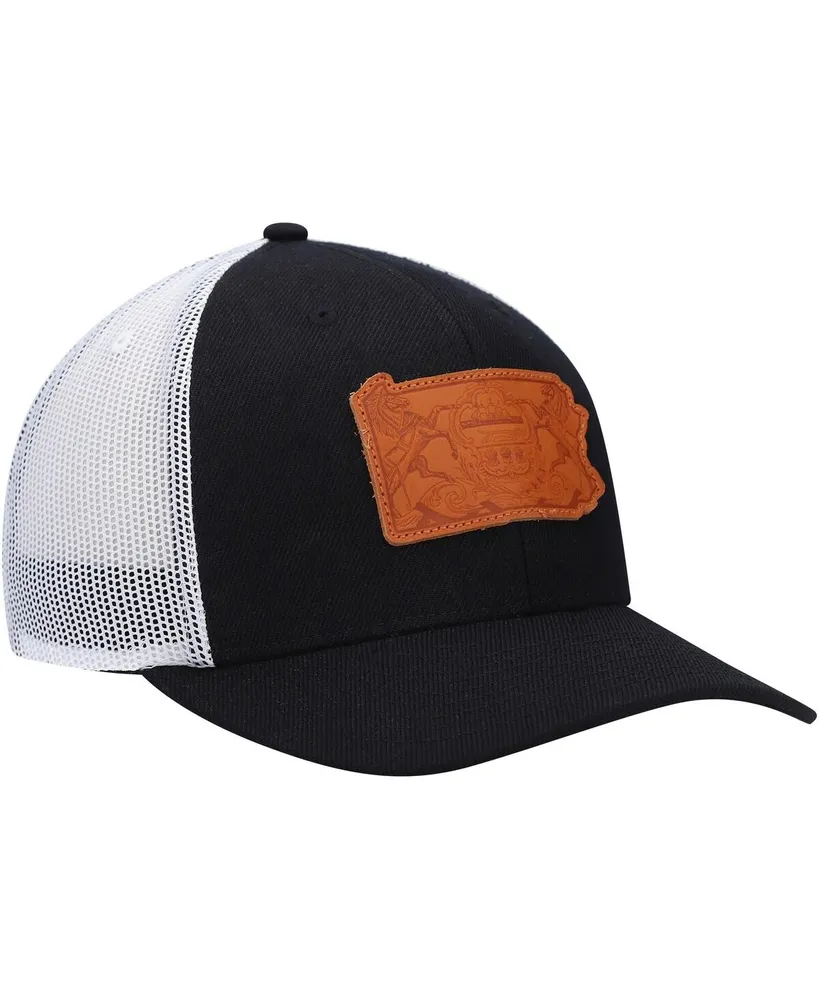 Men's Local Crowns Black Pennsylvania Leather State Applique Trucker Snapback Hat
