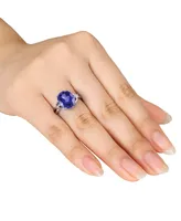 Lab-Grown Sapphire (7-1/2 ct. t.w.) & Diamond Accent Statement Ring Sterling Silver