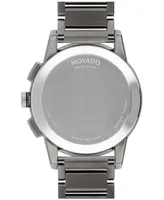 Movado Men's Swiss Chronograph Museum Sport Gray Pvd Stainless Steel Bracelet Watch 43mm