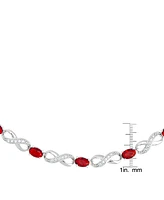 Women's Fine Silver Plated Simulated Ruby Cubic Zirconia Infinity Bracelet