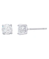 Women's Fine Silver Plated Round Cubic Zirconia Stud Earrings Set, 8 Pieces