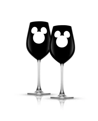JoyJolt Disney Luxury Mickey Mouse Crystal 23 oz Stemmed Red Wine Glass, Set of 2