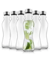 JoyJolt Spring Glass 18 Oz Insulated Water Bottles with Stainless Steel Cap Set, 6 Pieces