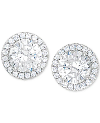 Lab-Created White Sapphire Halo Stud Earrings (2-1/5 ct. t.w.) in Sterling Silver