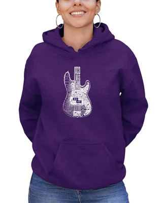 Women's Hooded Word Art Bass Guitar Sweatshirt Top
