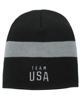 Big Boys Black, Gray Team Usa Latitude 2.0 Stripe Knit Beanie