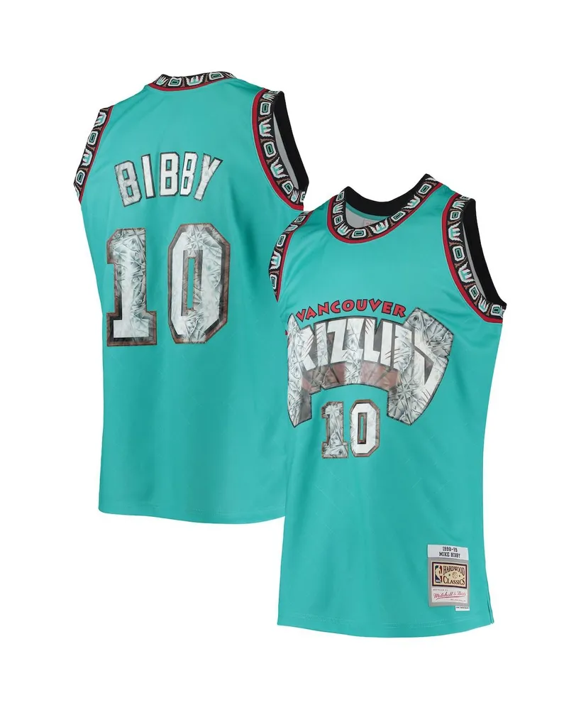 Men's Mitchell & Ness Mike Bibby Turquoise Vancouver Grizzlies 1998-99 Hardwood Classics 75th Anniversary Diamond Swingman Jersey