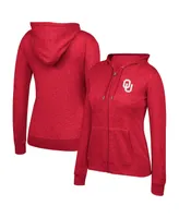 Women's Top of the World Heathered Crimson Oklahoma Sooners Essential 2-Hit Full-Zip Hoodie