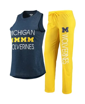 Women's Concepts Sport Maize, Navy Michigan Wolverines Tank Top and Pants Sleep Set
