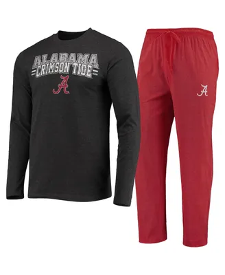 Men's Concepts Sport Crimson, Heathered Charcoal Alabama Crimson Tide Meter Long Sleeve T-shirt and Pants Sleep Set
