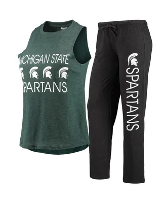 Women's Concepts Sport Black, Green Michigan State Spartans Tank Top and Pants Sleep Set