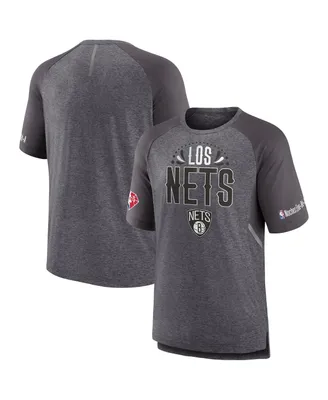 Men's Fanatics Heathered Gray Brooklyn Nets 2022 Noches Ene-Be-a Core Shooting Raglan T-shirt