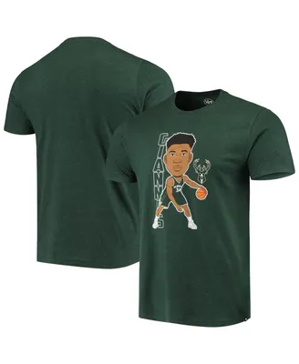 Men's '47 Brand Giannis Antetokounmpo Heathered Hunter Green Milwaukee Bucks Bobblehead T-shirt
