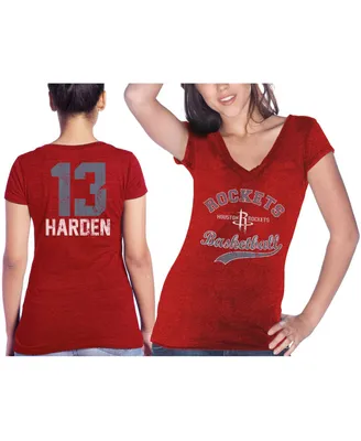 Women's Majestic Threads James Harden Red Houston Rockets Name & Number Tri-Blend T-shirt