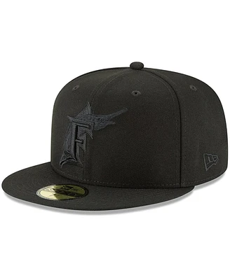 Men's New Era Black Florida Marlins Throwback Primary Logo Basic 59FIFTY Fitted Hat