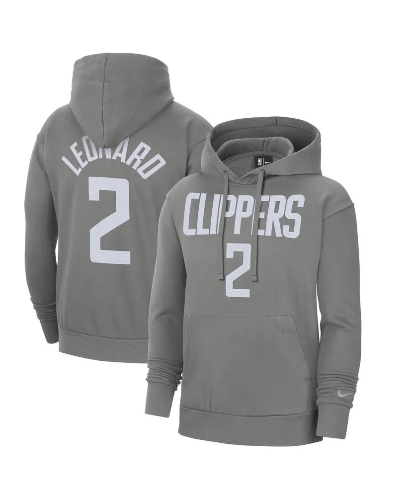 Men's Nike Kawhi Leonard Gray La Clippers 2020/21 Earned Edition Name and Number Pullover Hoodie