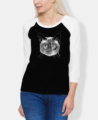 Women's Raglan Word Art Siamese Cat T-shirt