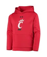 Big Boys Under Armour Red Cincinnati Bearcats Logo Pullover Hoodie