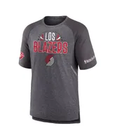 Men's Fanatics Heathered Gray Portland Trail Blazers 2022 Noches Ene-Be-a Core Shooting Raglan T-shirt