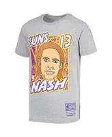 Big Boys Mitchell & Ness Steve Nash Gray Phoenix Suns Hardwood Classics King of the Court Player T-shirt