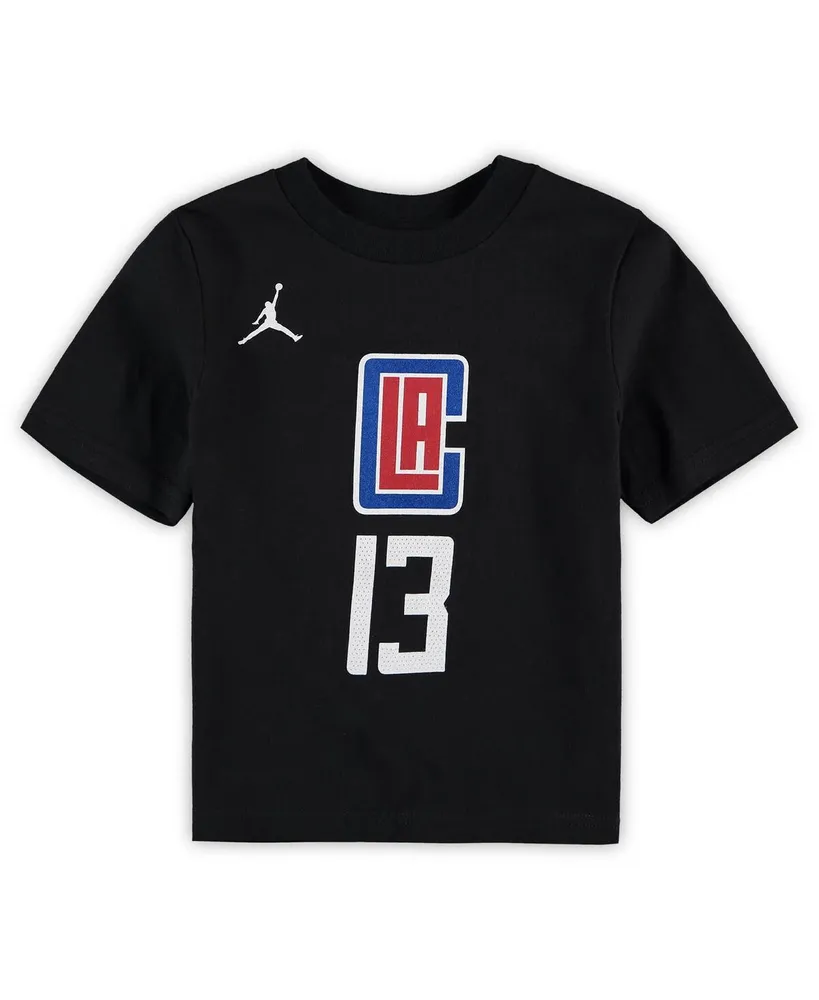 Preschool Boys and Girls Jordan Paul George Black La Clippers Statement Edition Name Number T-shirt