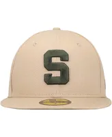 Men's New Era Tan Michigan State Spartans Camel & Rifle 59Fifty Fitted Hat