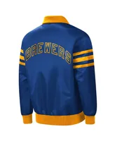 Men's Starter Royal Milwaukee Brewers The Captain Iii Full-Zip Varsity Jacket