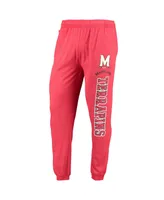 Men's Concepts Sport Heathered Red, Charcoal Maryland Terrapins Meter Long Sleeve Hoodie T-shirt and Jogger Pants Set