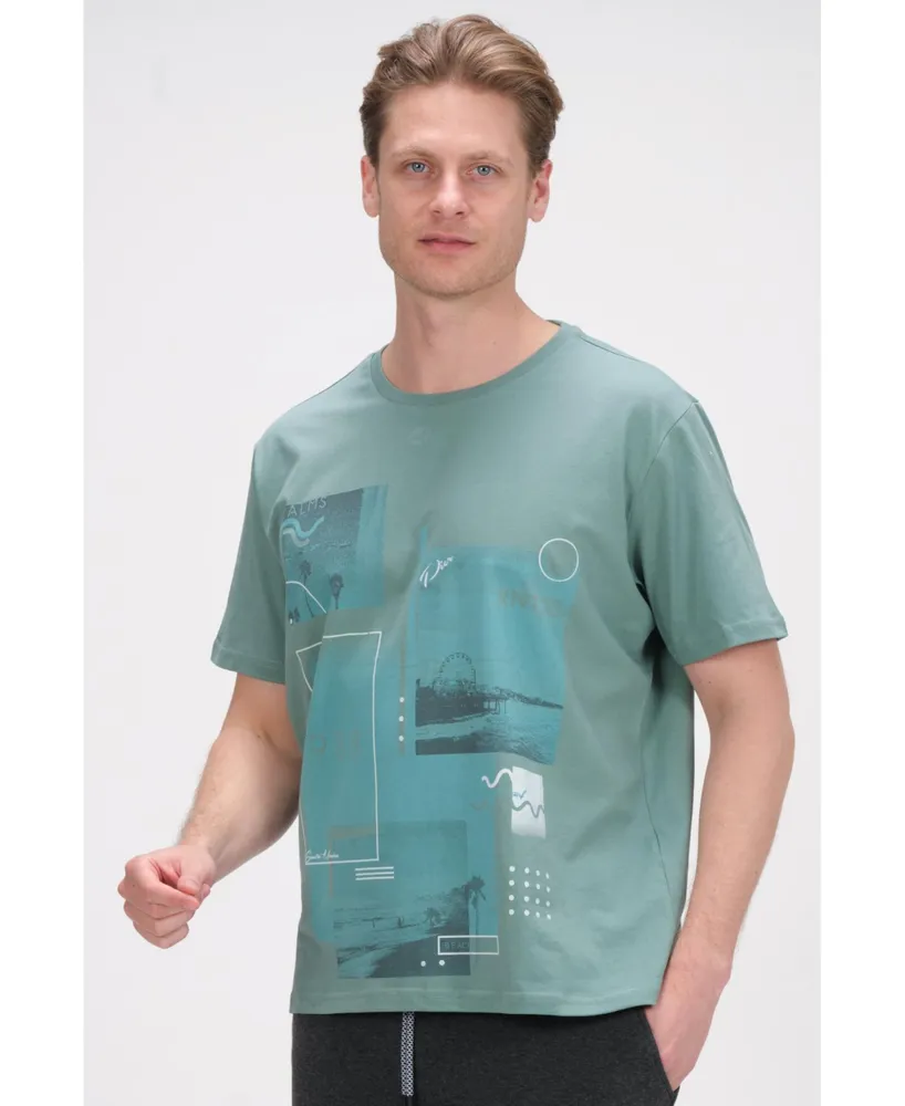 Ron Tomson Men's Modern Print Fitted Cali T-shirt