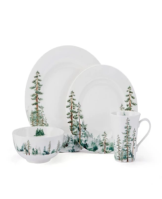 Mikasa Watercolor Forest 16 Pc. Dinnerware Set, Service for 4