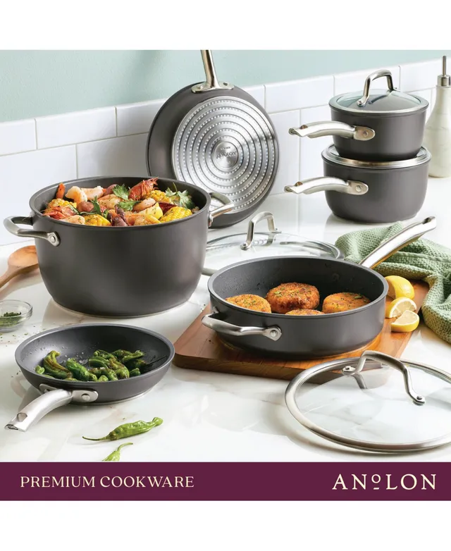 Anolon Accolade Forged Hard-Anodized Nonstick Deep Frying Pan with Lid,  12-Inch, Moonstone - Macy's