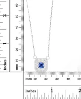 Cubic Zirconia Square Halo 18" Pendant Necklace in Sterling Silver