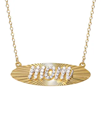 Giani Bernini Cubic Zirconia Mom Script Radiant Disc 18" Pendant Necklace in 18k Gold-Plated Sterling Silver, Created for Macy's