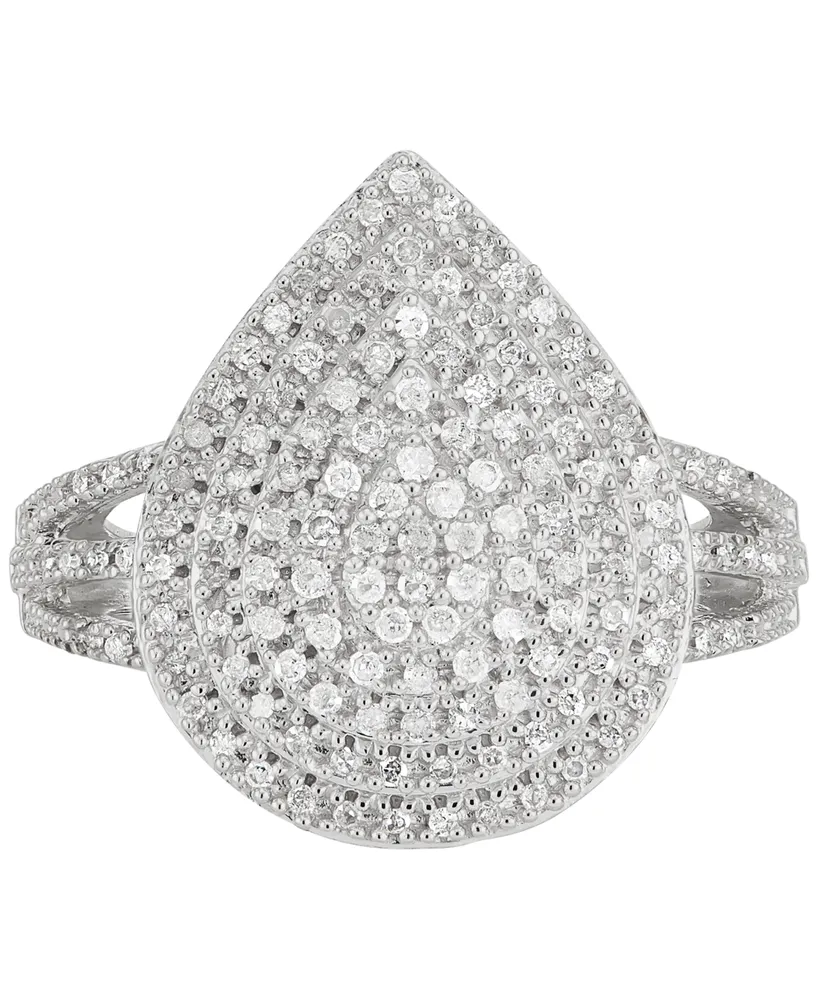 Diamond Teardrop Cluster Statement Ring (1/2 ct. t.w.) in Sterling Silver