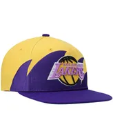 Men's Mitchell & Ness Gold and Purple Los Angeles Lakers Hardwood Classics Sharktooth Snapback Hat