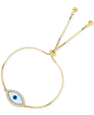 Cubic Zirconia & Enamel Evil Eye Bolo Bracelet