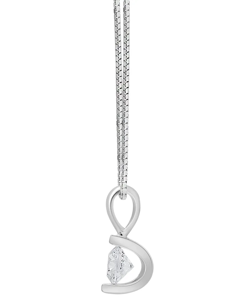 Diamond Solitaire 18" Pendant Necklace (3/8 ct. t.w.) in 14k White Gold